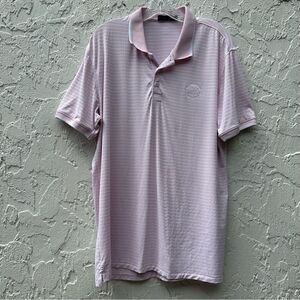 G/FORE Polo Shirt Mens Size Large Pink White Stripe‎
